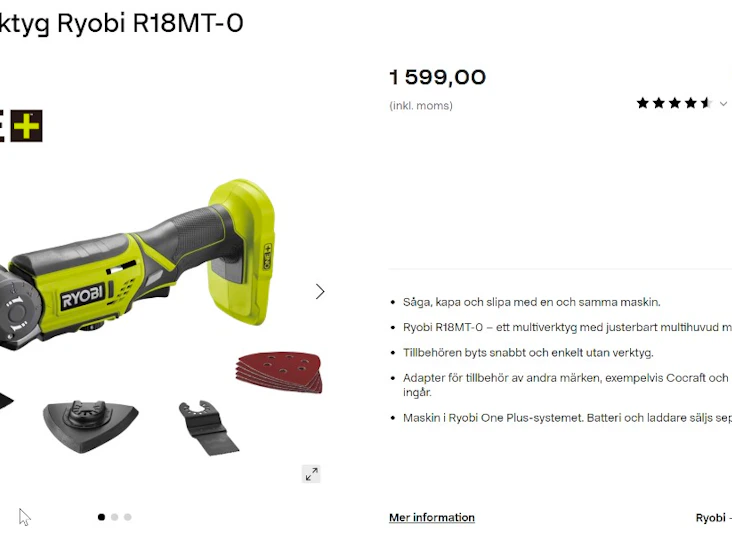Multiverktyg ryobi r18mt-0