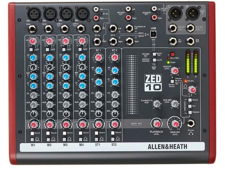 Allen & heath zed-10 – kompakt analog mixer / ljudkort