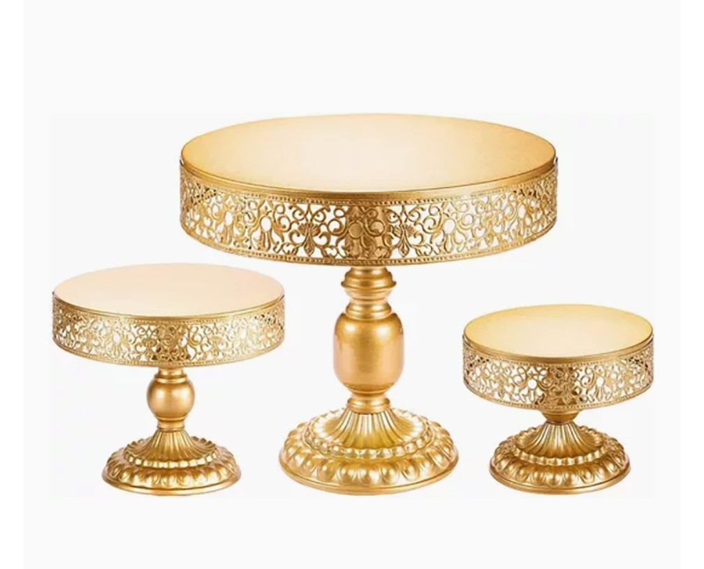 Tårtfat - guld 3 delar