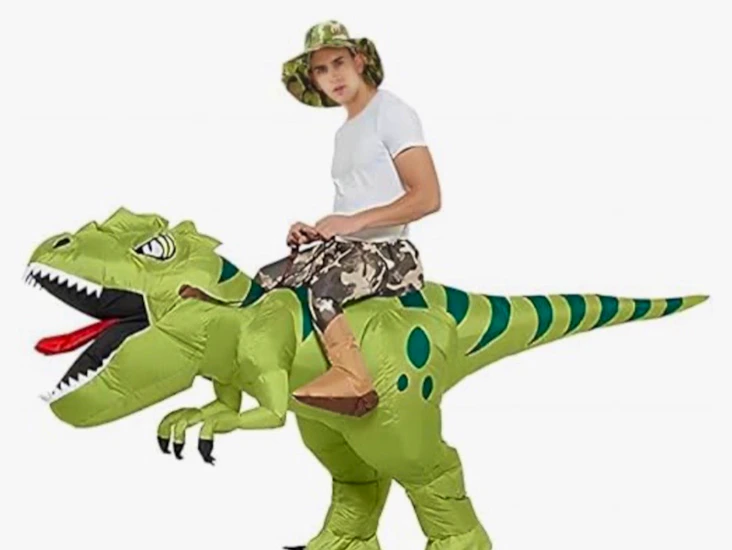 Uppblåsbar ridande t-rex maskeraddräkt