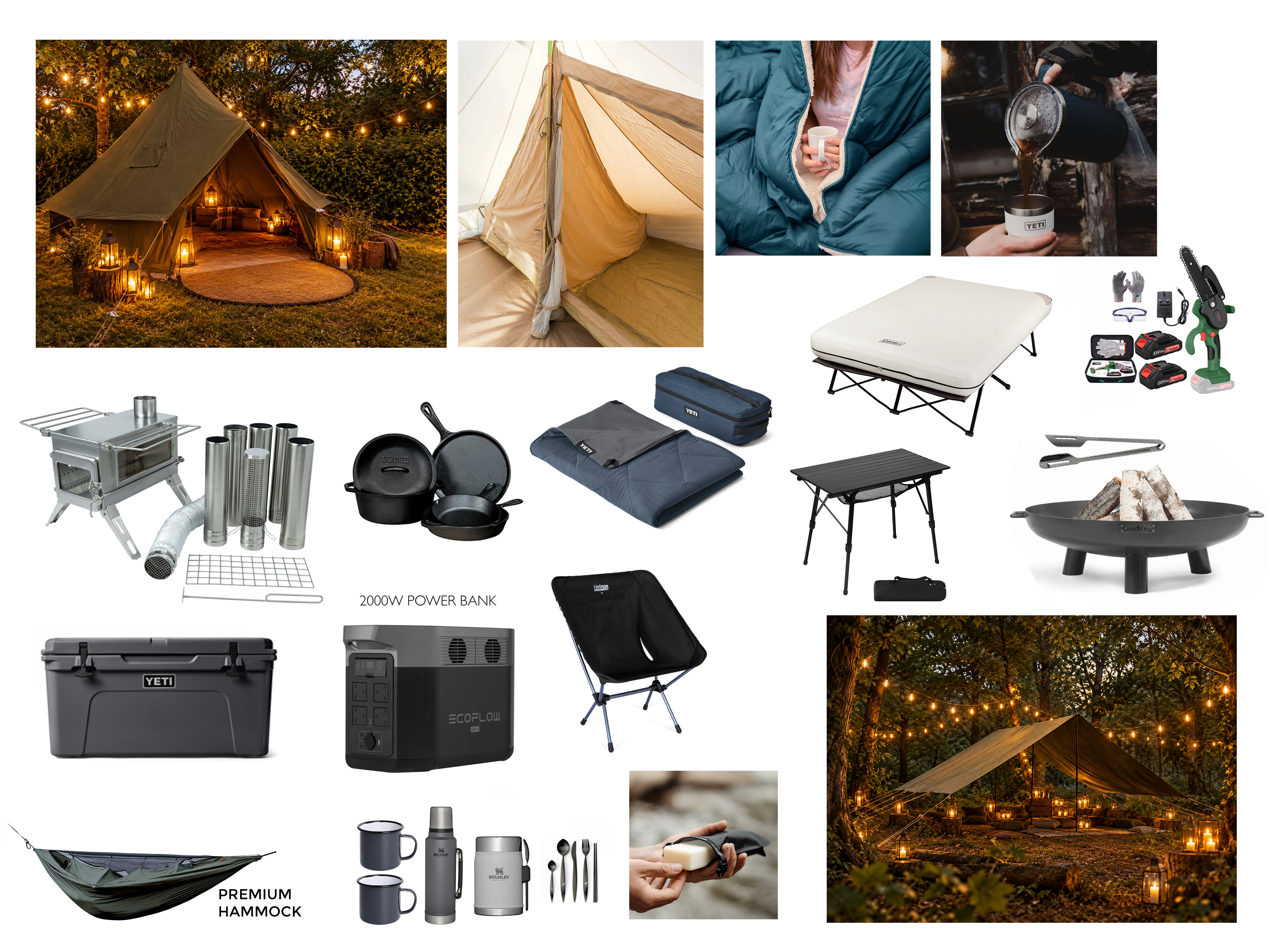 5m bell tent w premium extras / stove / power / water supply / custom 