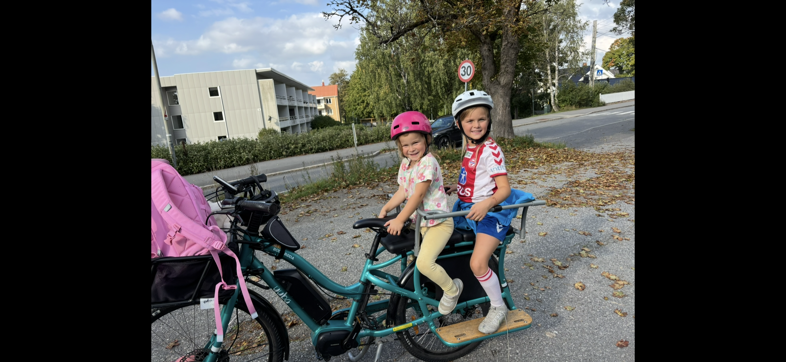 Transportsykkel med plass til to barn