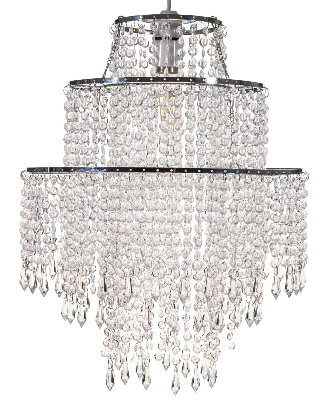 4x chandelier lampshade crystal 3-tier pendant light 