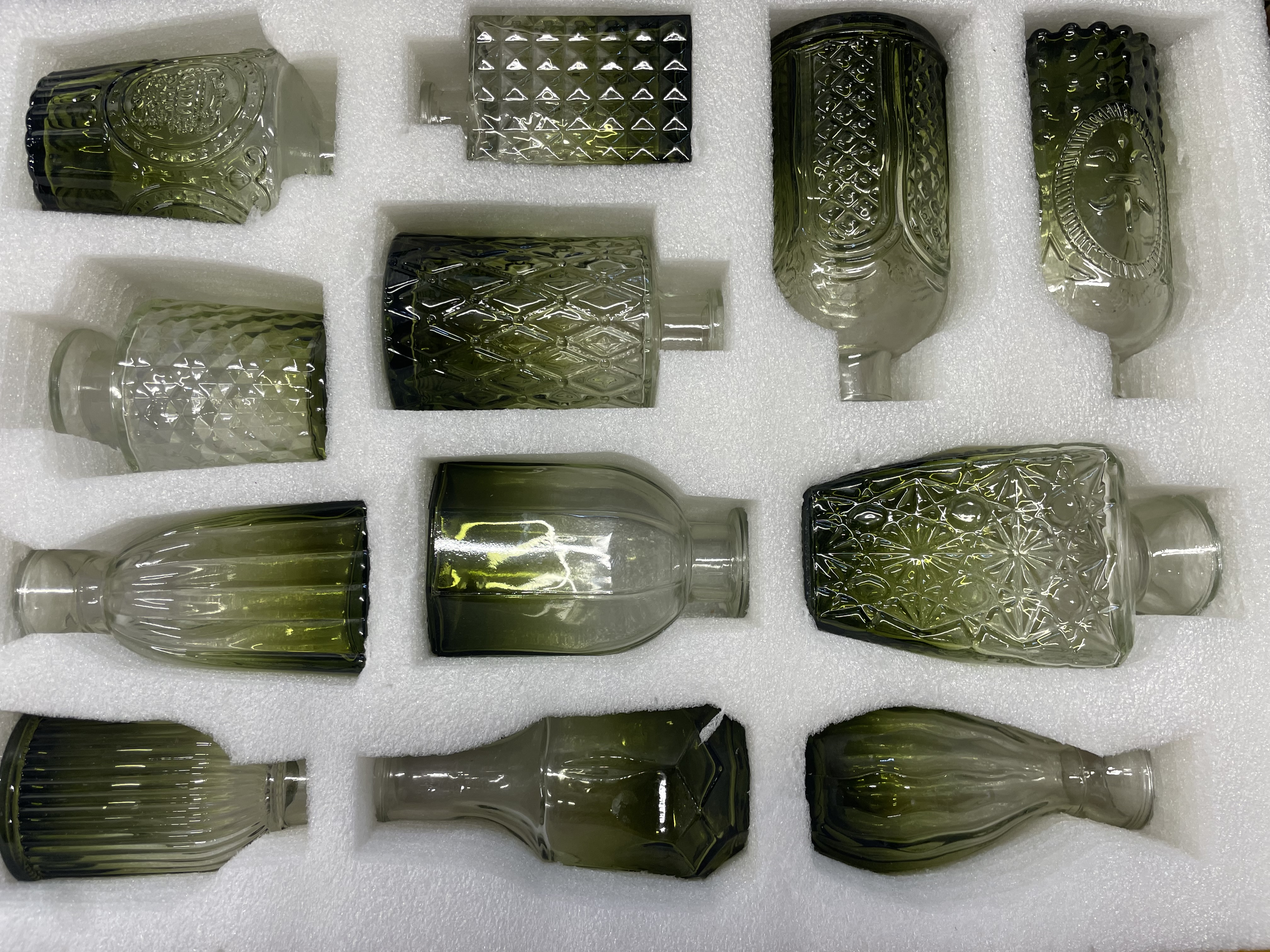 Green bud vases