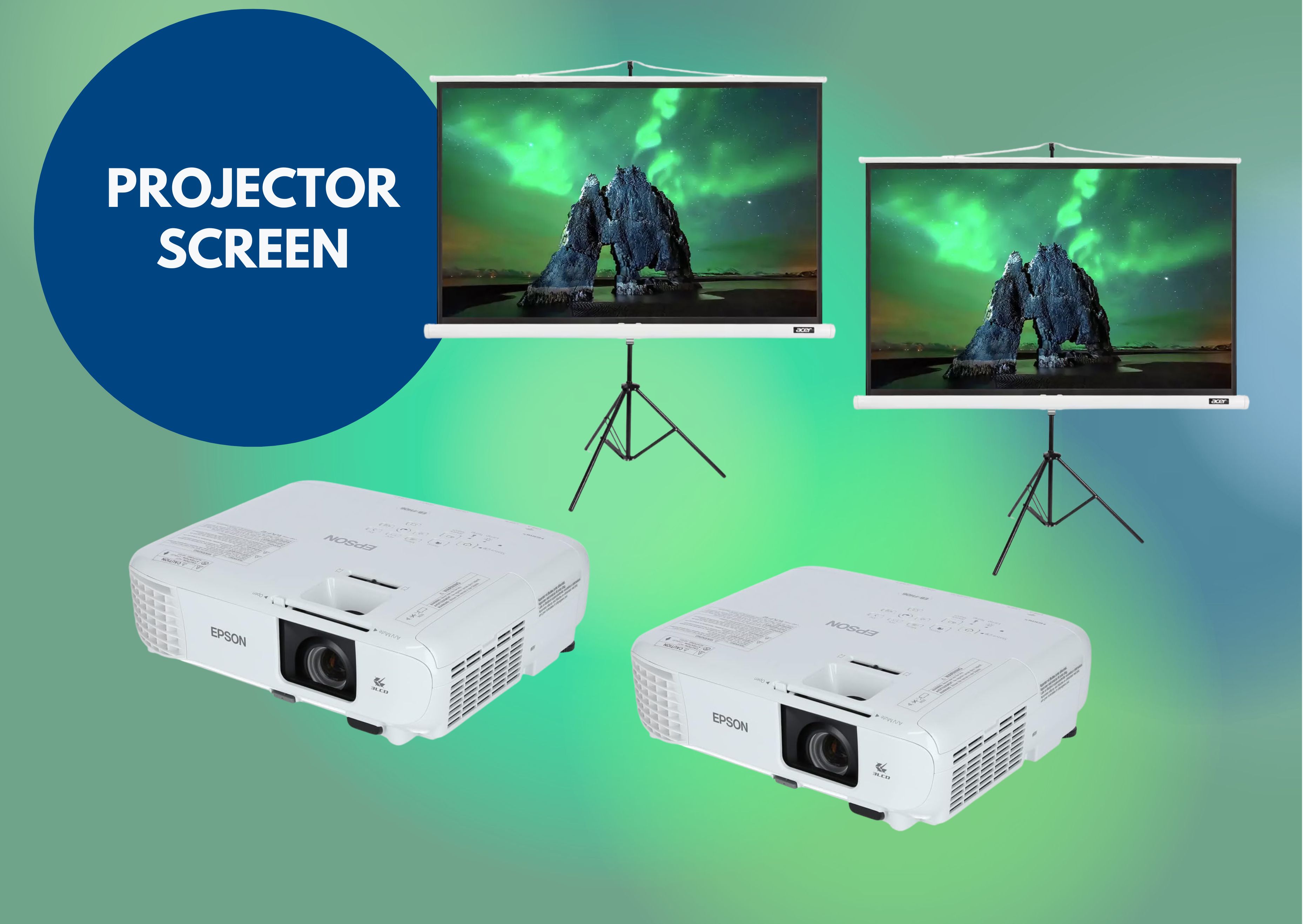 2x epson projector + 2x screens