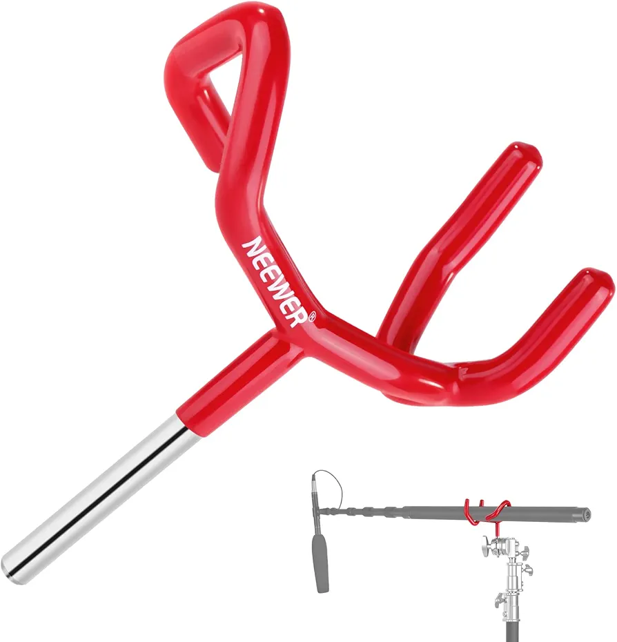 Neewer metal microphone boom support holder for c-stands and mic stands, red
