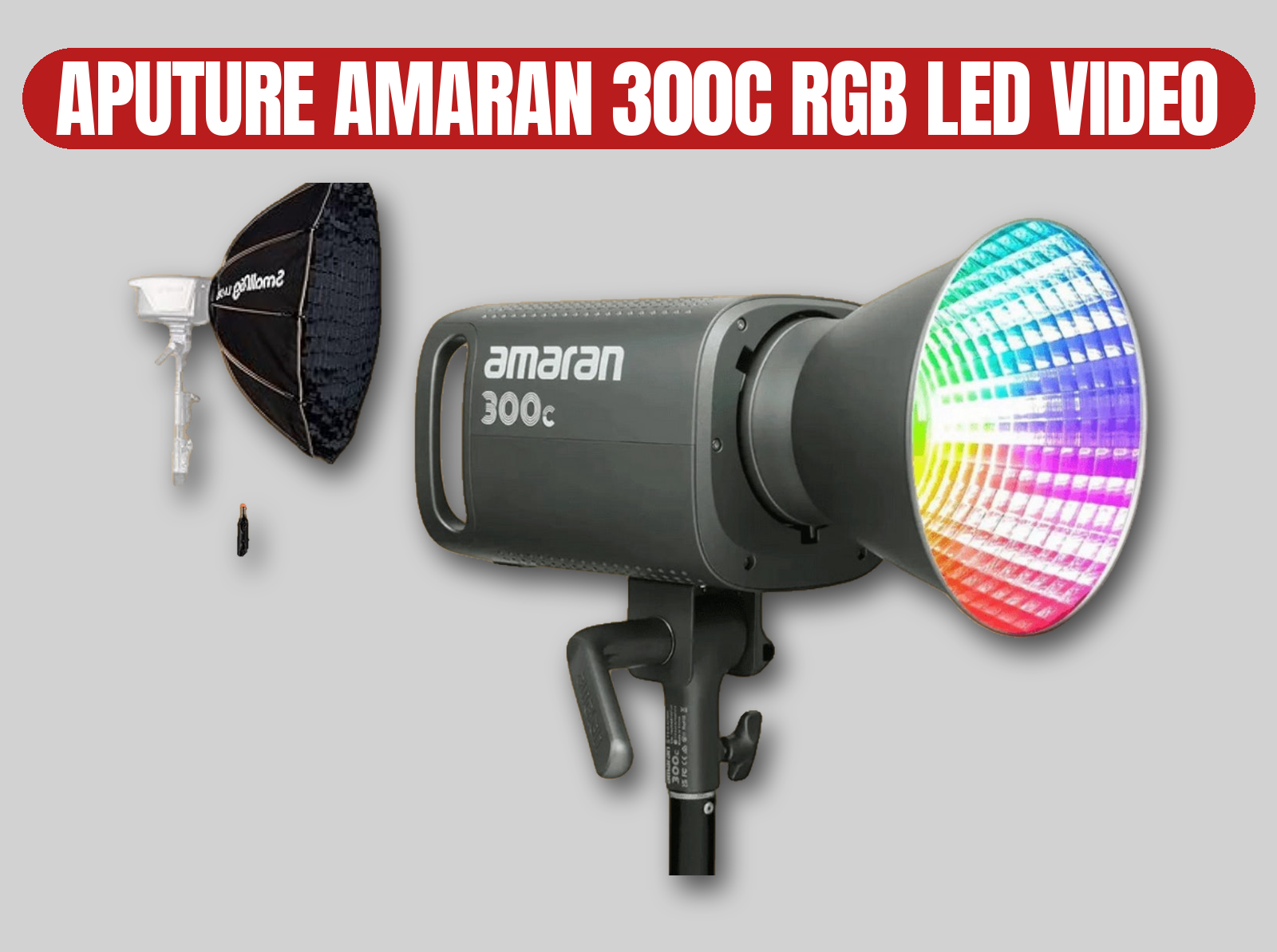Aputure amaran 300c rgbww led video light | colour studio lamp kit with softbox, stand & power supply