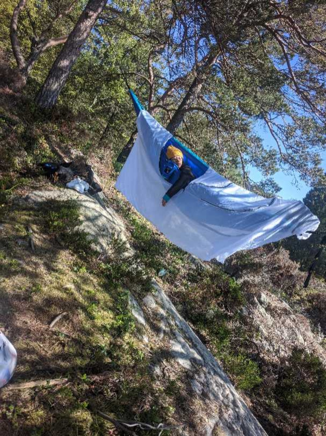 Hengekøye, myggnett og tarp
