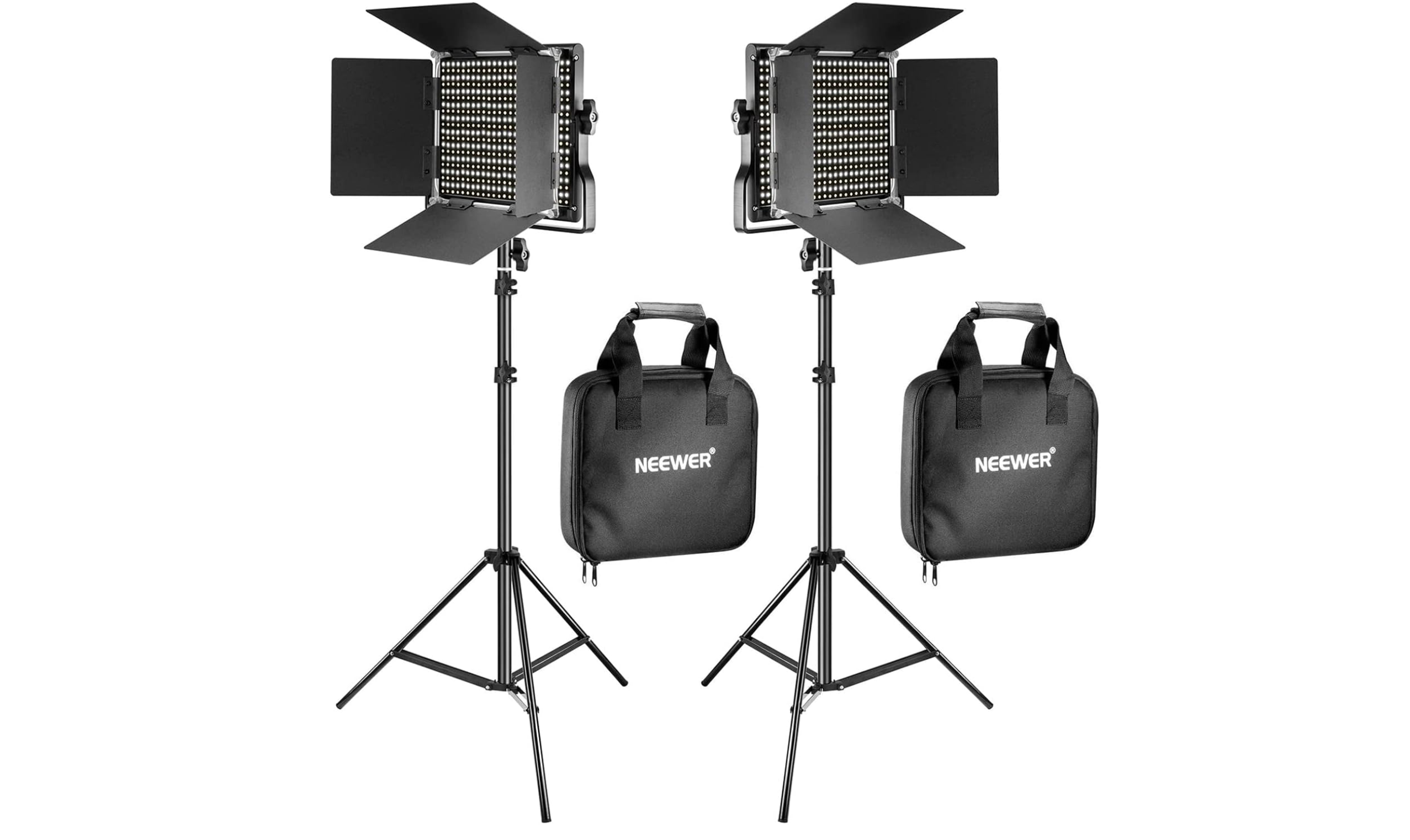 Neewer 2 pieces bi-color 660 led video light and stand kit