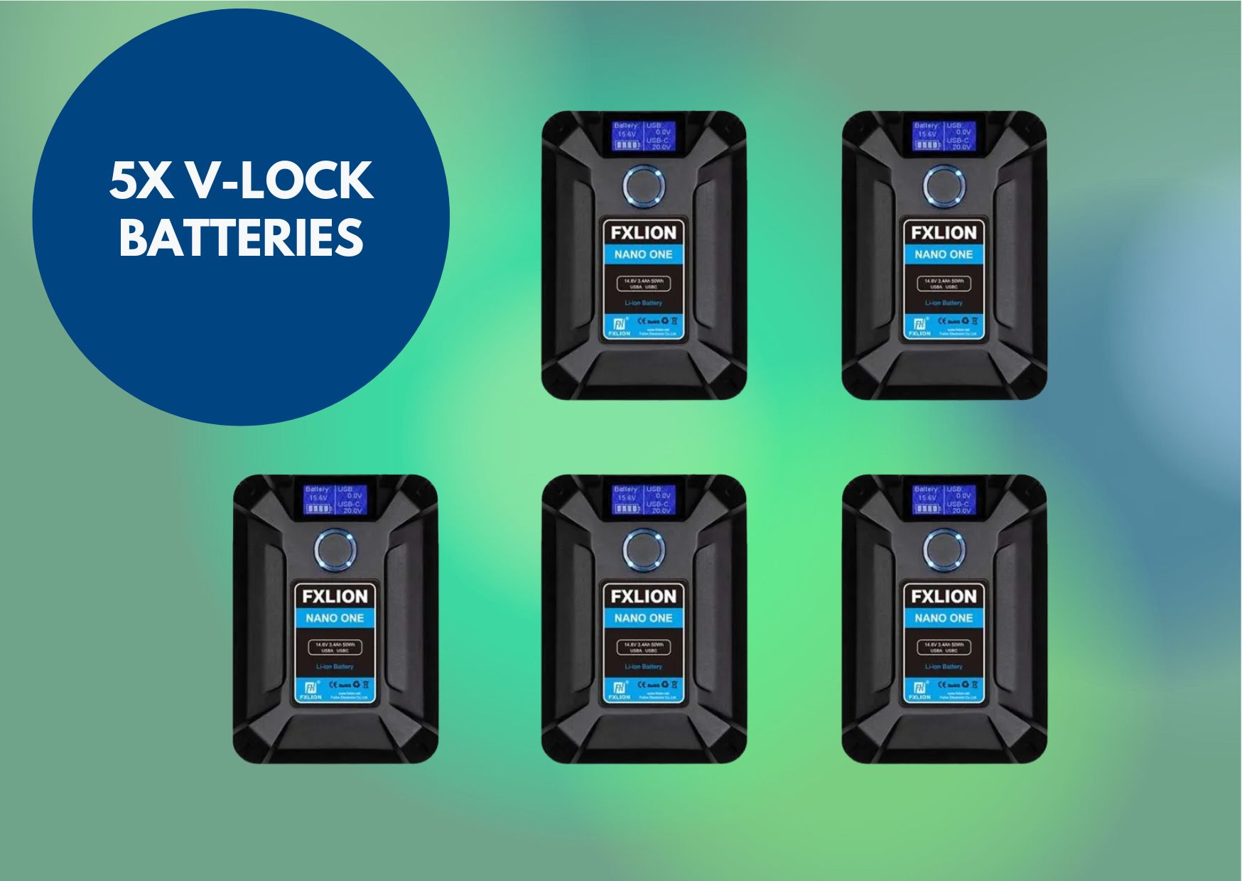 5x songing fxlion nano two 98wh tiny v-mount/v-lock battery