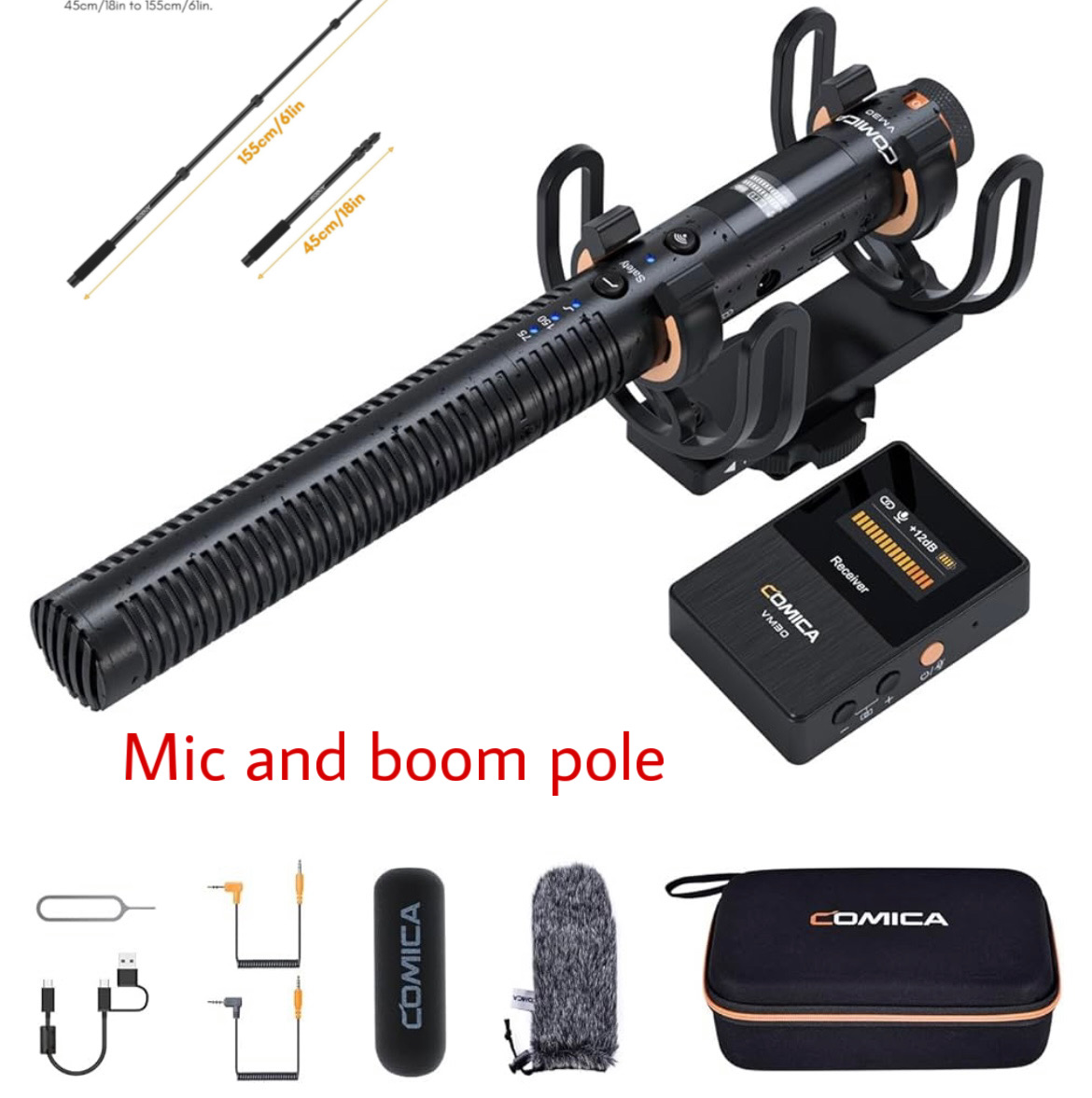 Comica vm30 shotgun mic and boom pole