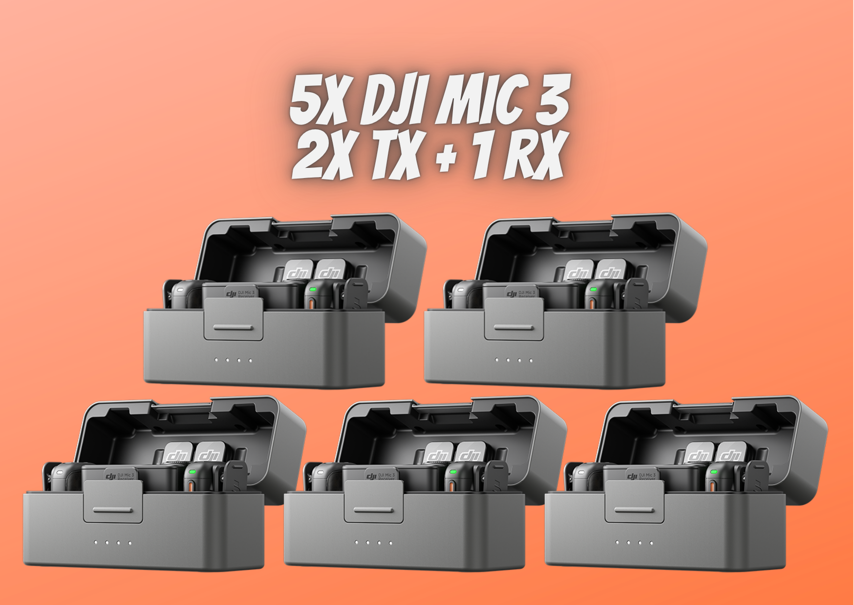 5x dji mic 3 2 tx + 1 rx + charging case interview podcast audio 