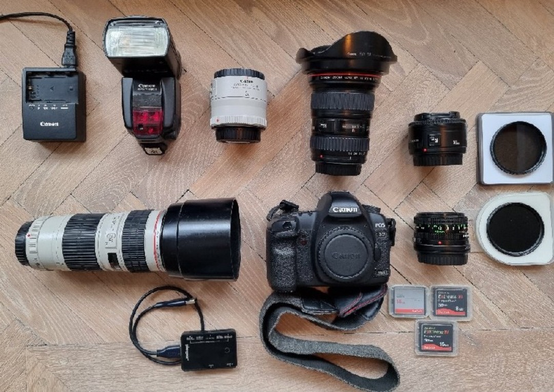 Proffpaket, canon 5d mkii +5 objektiv +blixt 