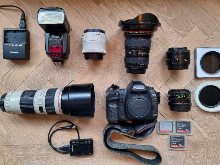 Proffpaket, canon 5d mkii +5 objektiv +blixt