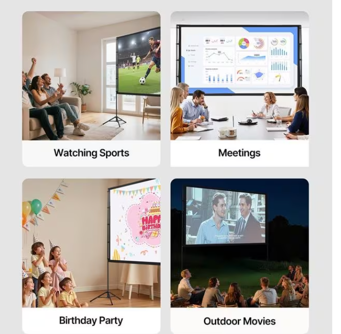 Portabel projektorduk 100” (254 cm) med stativ – perfekt för film & presentationer