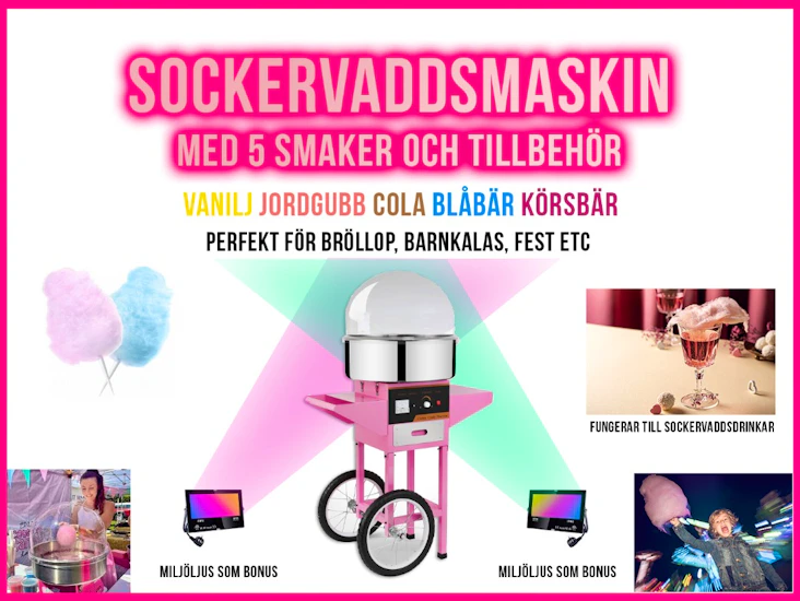 Sockervaddsmaskin - 5 smaker och tillbehör