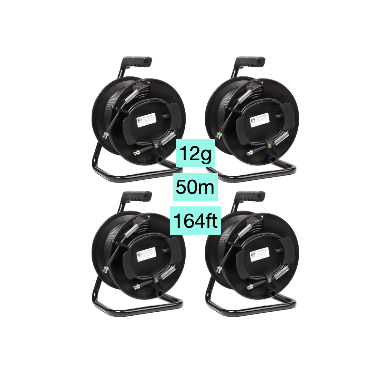 4x 50m 164ft 12g sdi cable drum reel 4k @ 60 uhd bnc (4x available)