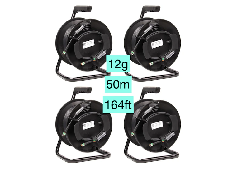 4x 50m 164ft 12g sdi cable drum reel 4k @ 60 uhd bnc (4x available)
