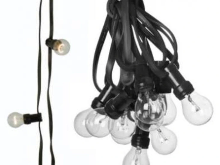 Ljusslinga svart glödlampa vit 10 meter