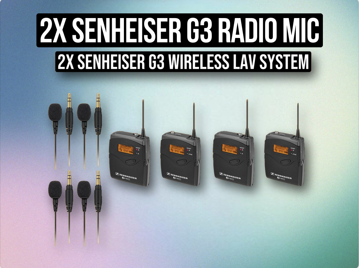 2x senheiser g3 radio mic microphone 2x transmitter 2x reciever audio recorder professional + 2x lapel