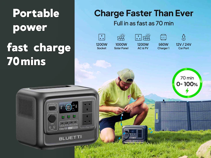 Power generator fast charge 70 mins 240 volts 1024 watt hours (solar power version optional)