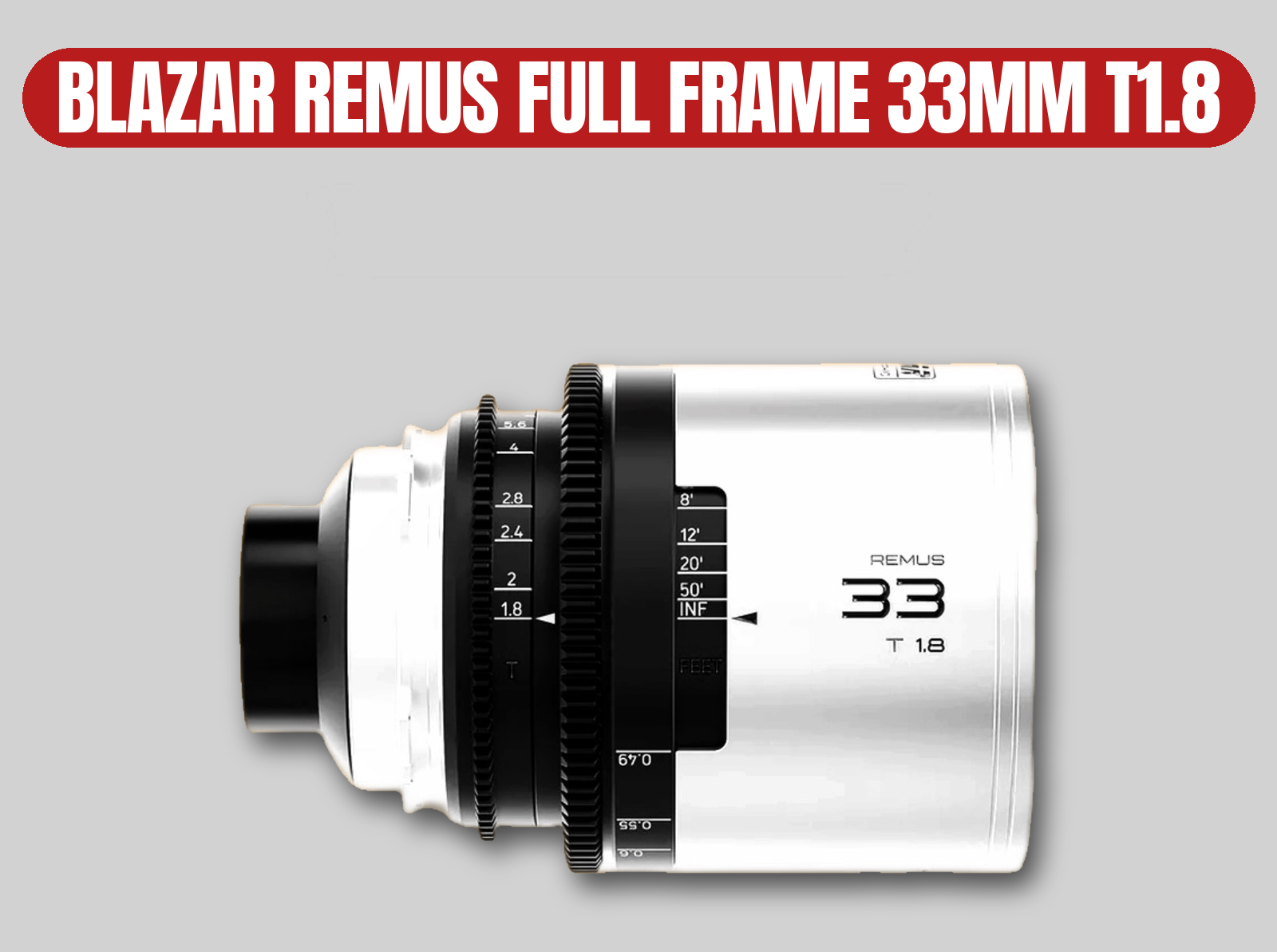 Blazar remus 33mm t1.8 1.5x anamorphic cinema prime lens | full frame, arri pl native, silver flare, pl/ef/e/x/l/rf mounts