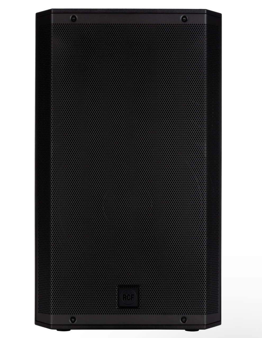 15” high powered rcf active pa speaker with stand and cover. (1)