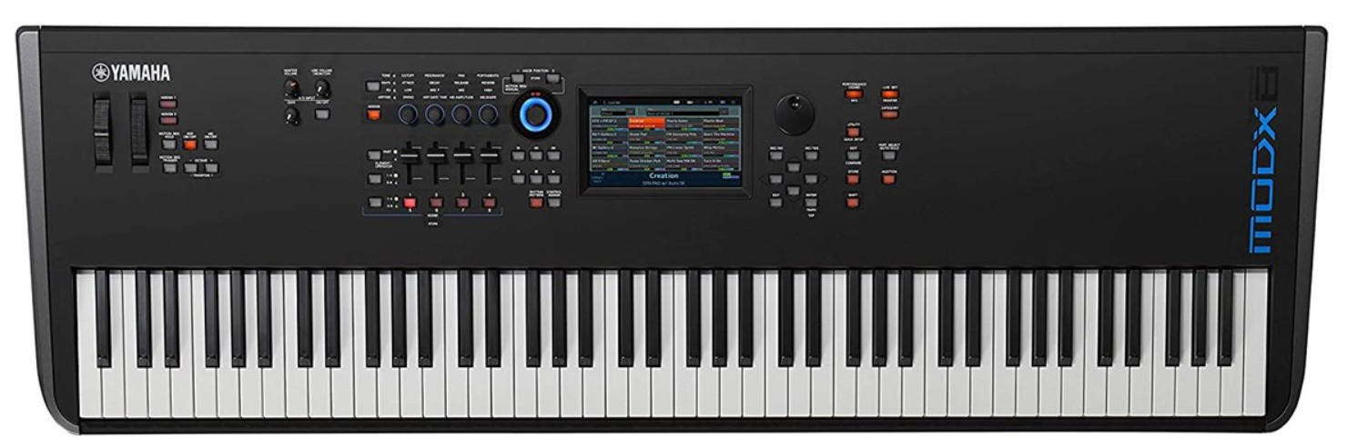 Yamaha modx8 88 key keyboard synthesizer (with x stand and yamaha sustain pedal)