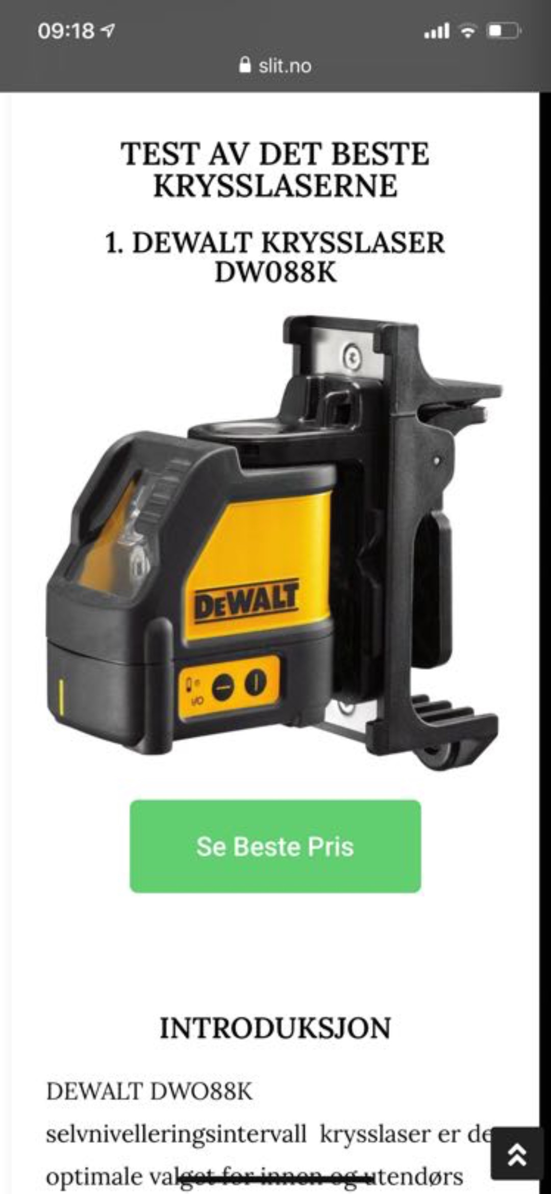 Dewalt grønn krysslaser 