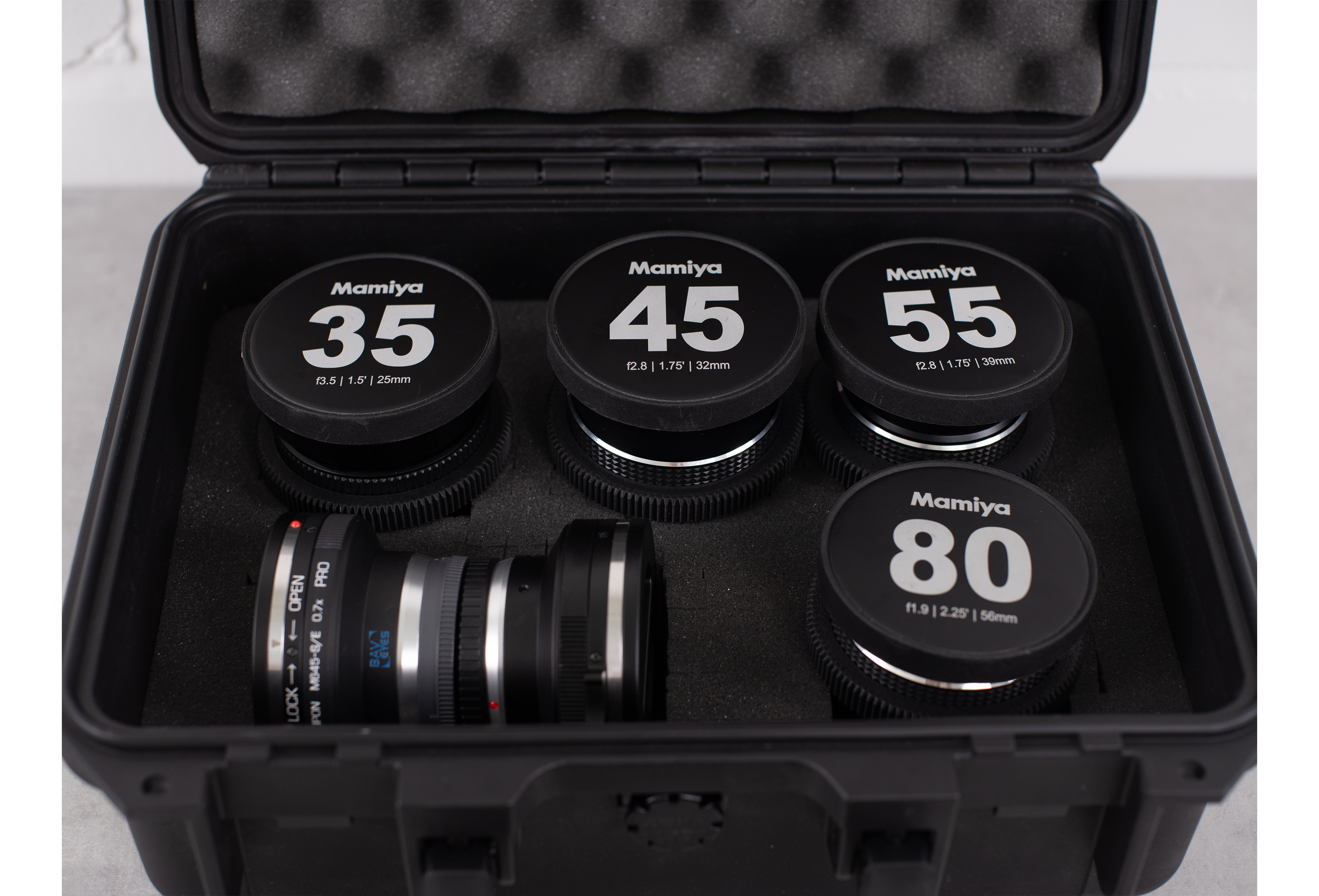 Mamiya 645, 4 lens set with, 2x sony e speed booster