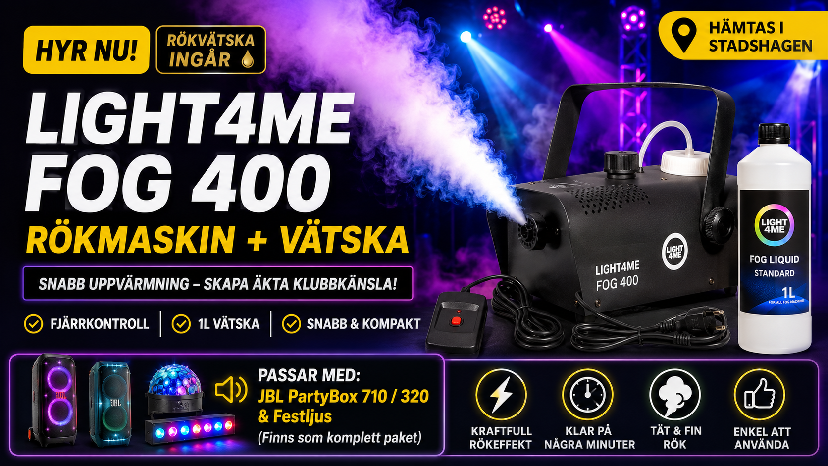  rökmaskin + rökvätska ingår | fest, dj, bröllop, film & foto