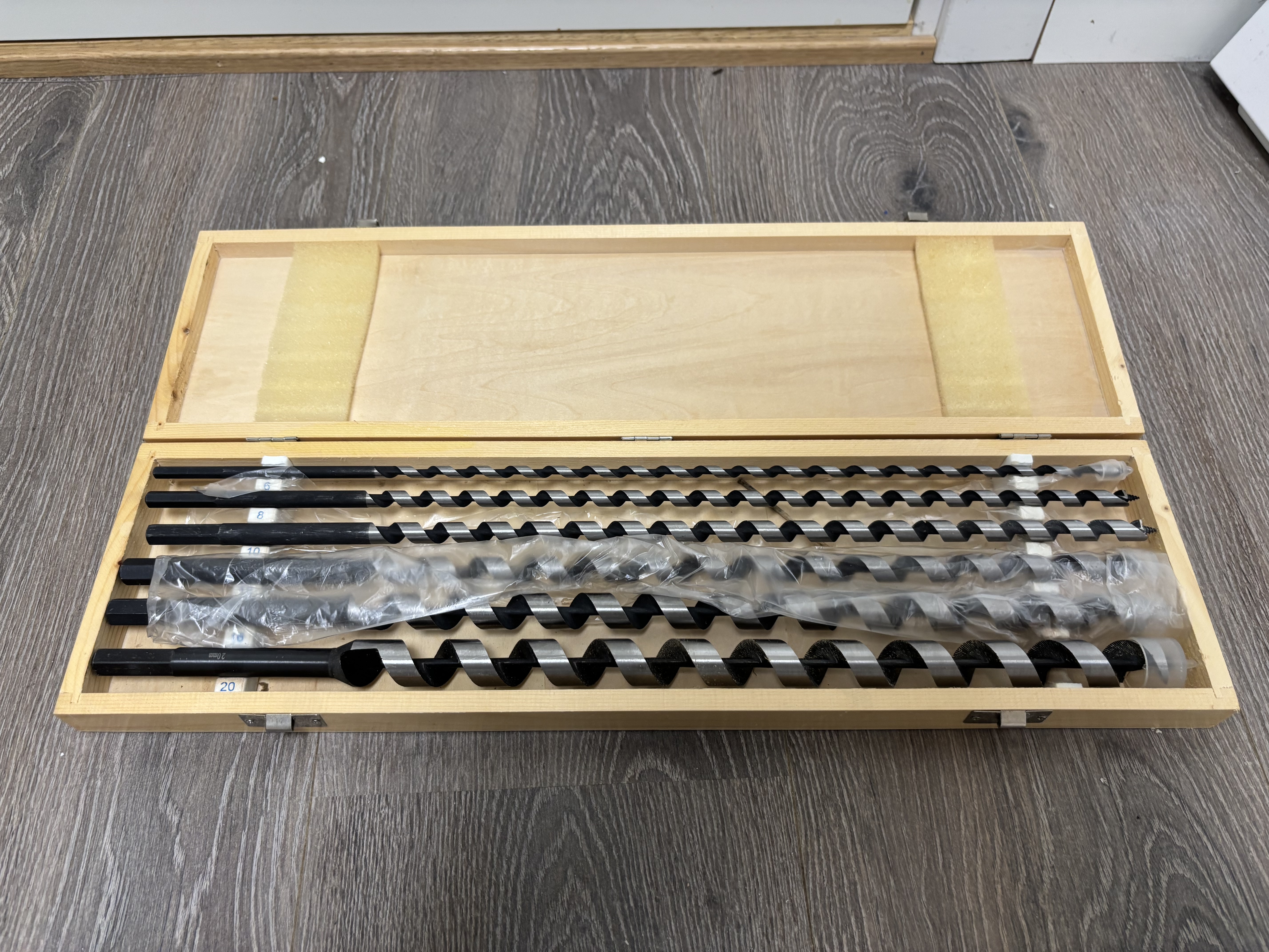 Lange treborr / slangebor – biltema-sett 6–20 mm, 35 cm (i trekasse)
