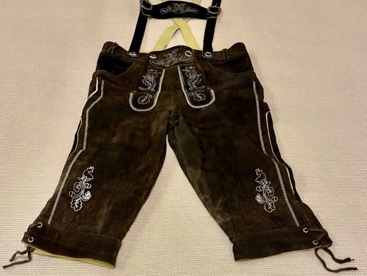 Lederhosen storlek 50, mörkbrun mocka
