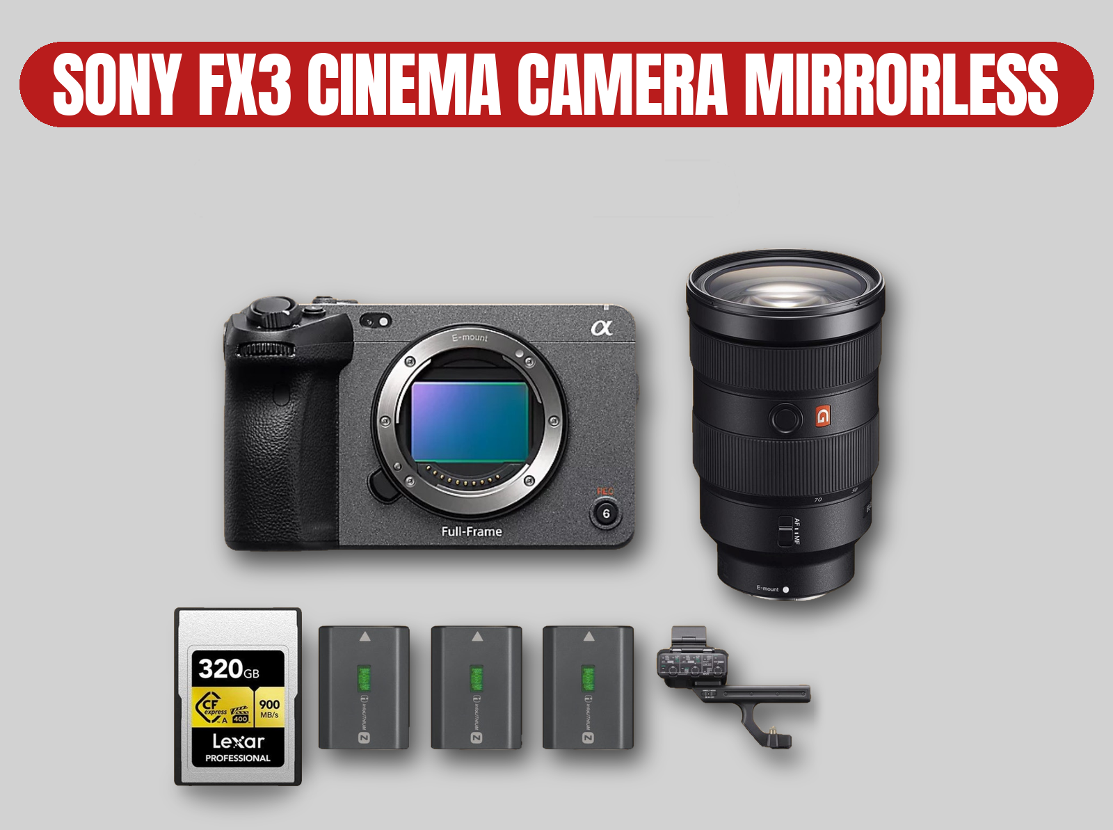 Sony fx3 cinema camera kit | 24-70mm gm f2.8 zoom / full frame / 4k / mirrorless / a7siii sensor