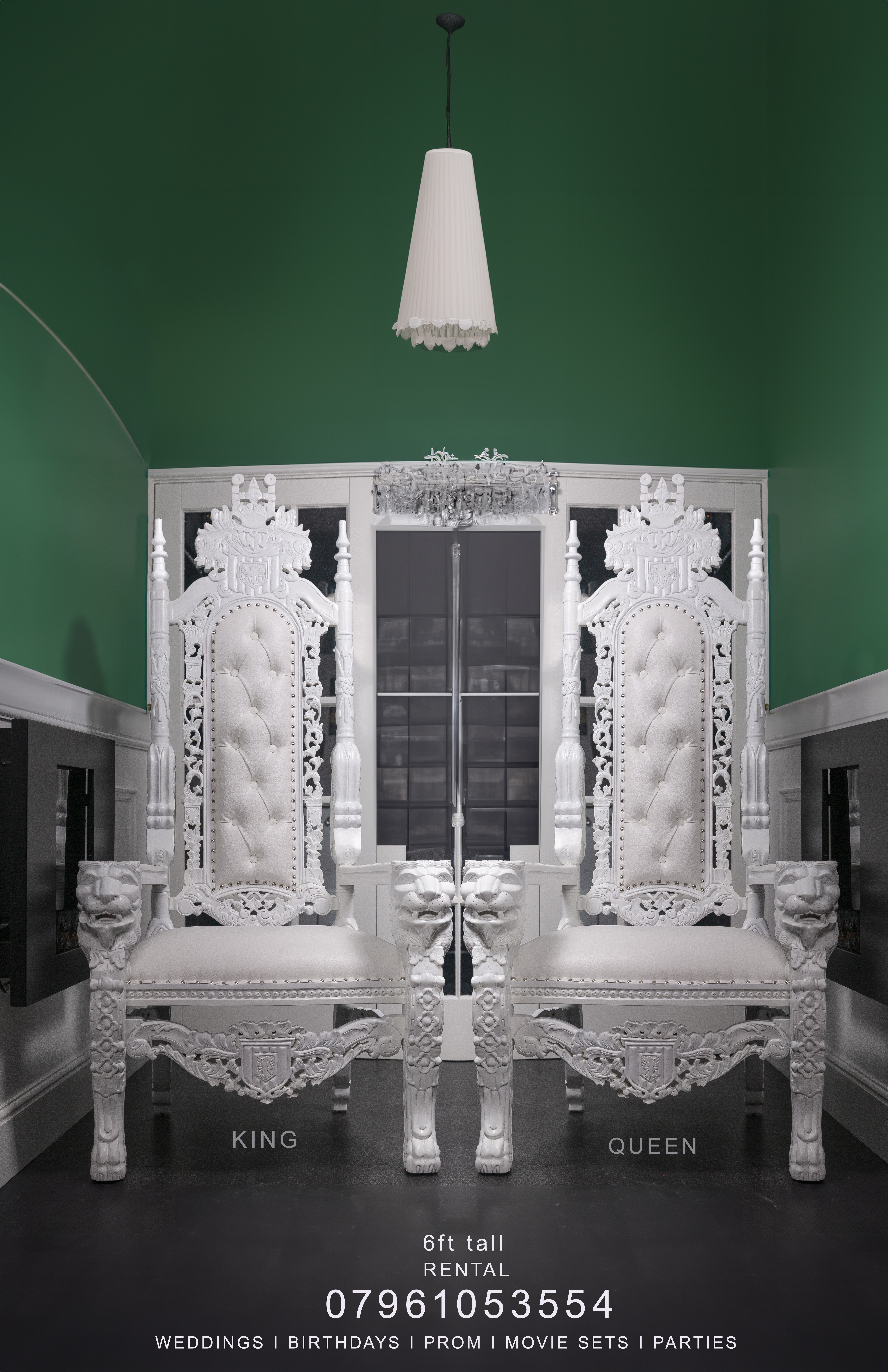 Throne king & queen pure white wedding chair 6ft tall