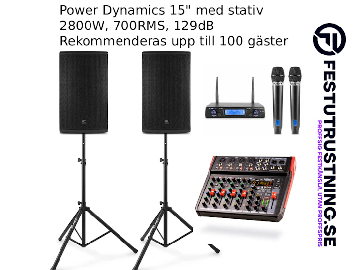 🔊 ljudpaket 2800w peak – kraftfullt ljud för större event och fest 🎤🎶