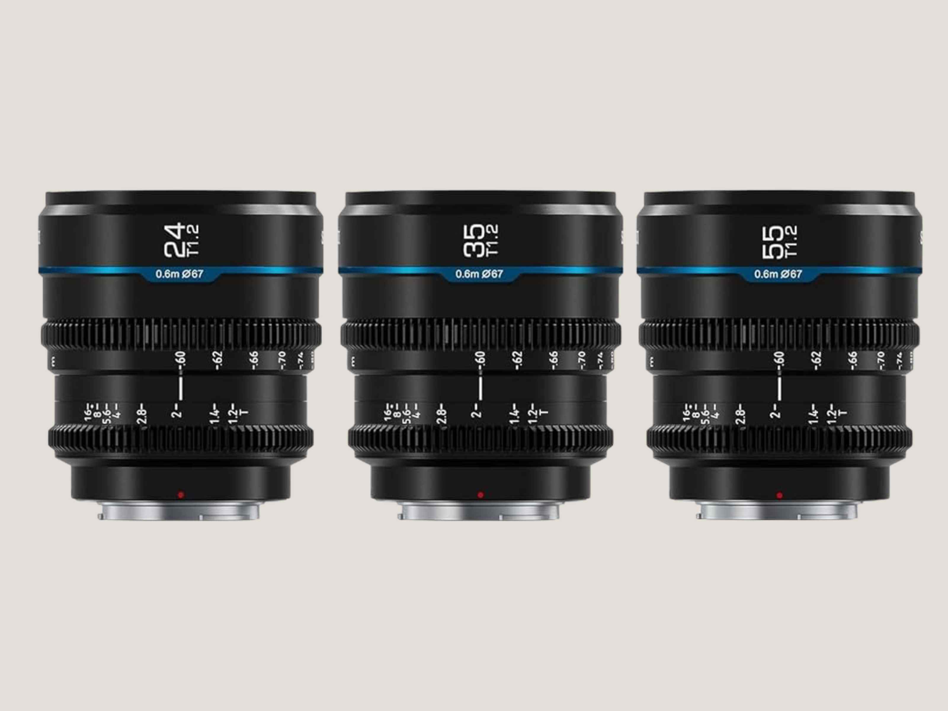 Sirui venus 1.6x full-frame anamorphic 3-lens set (24mm, 35mm, 55mm)