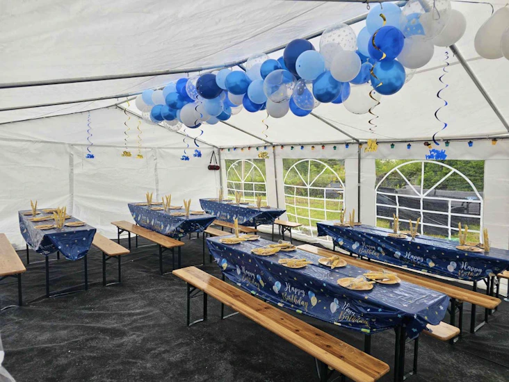 4x6m popup telt / party telt til leie / benkesett til leie / soundboks