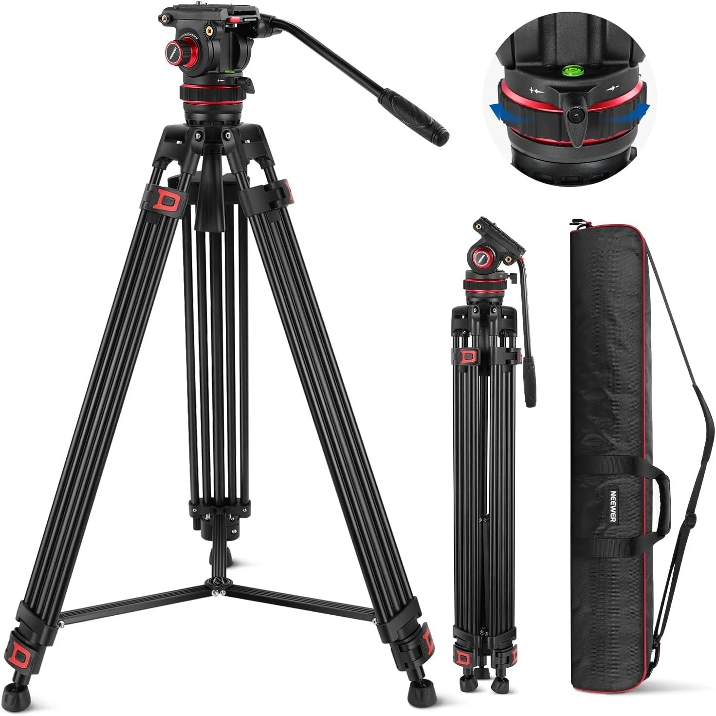 Neewer tp75 heavy duty video tripod with dampening