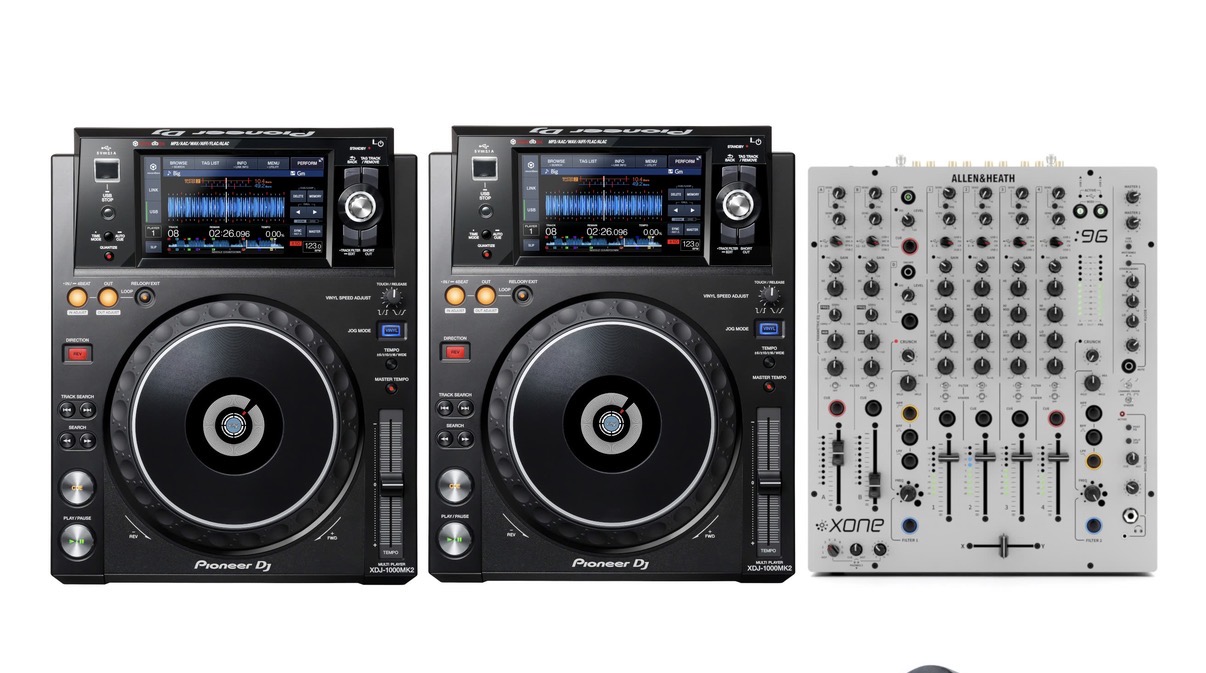 Xone 96 mixer with two xdj mk2