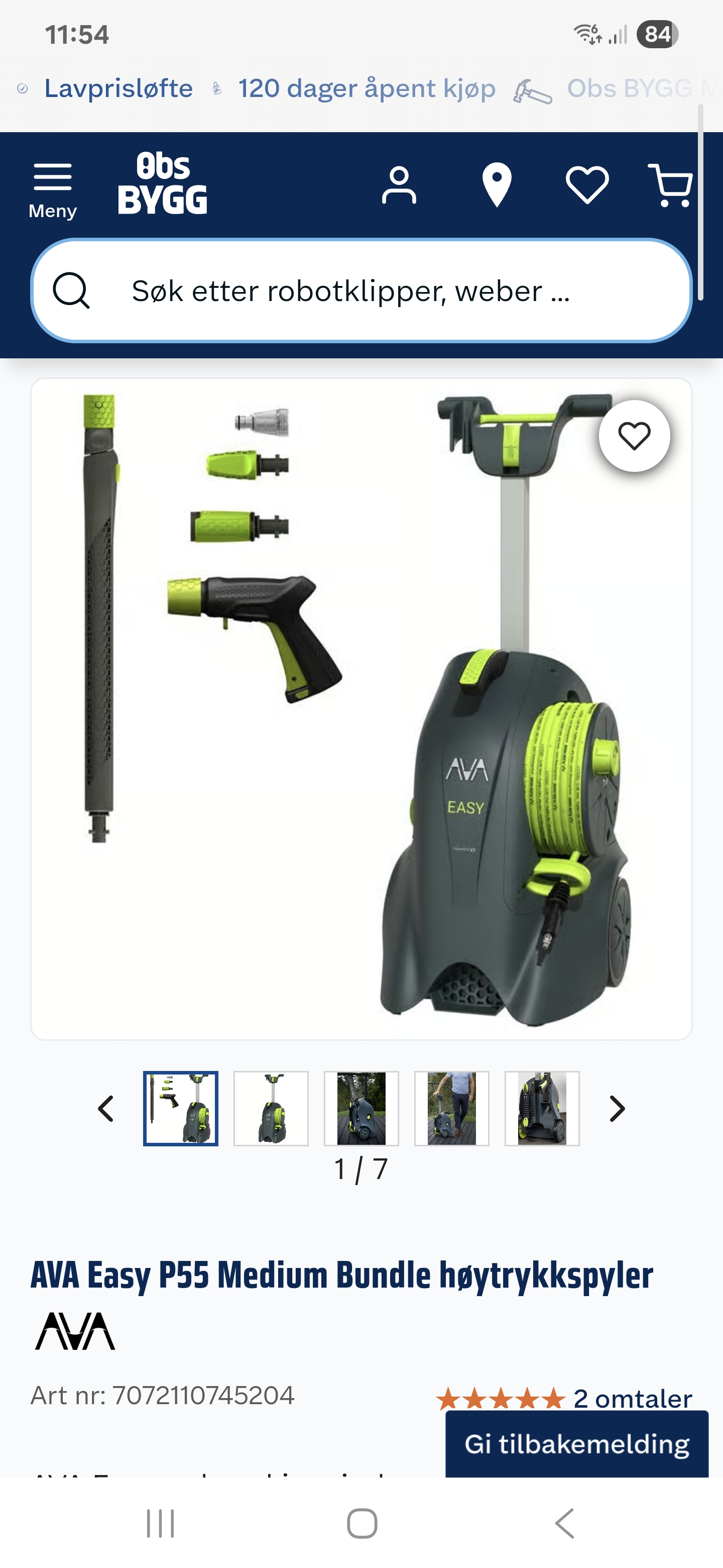 Ava easy p55 høytrykkspyler 