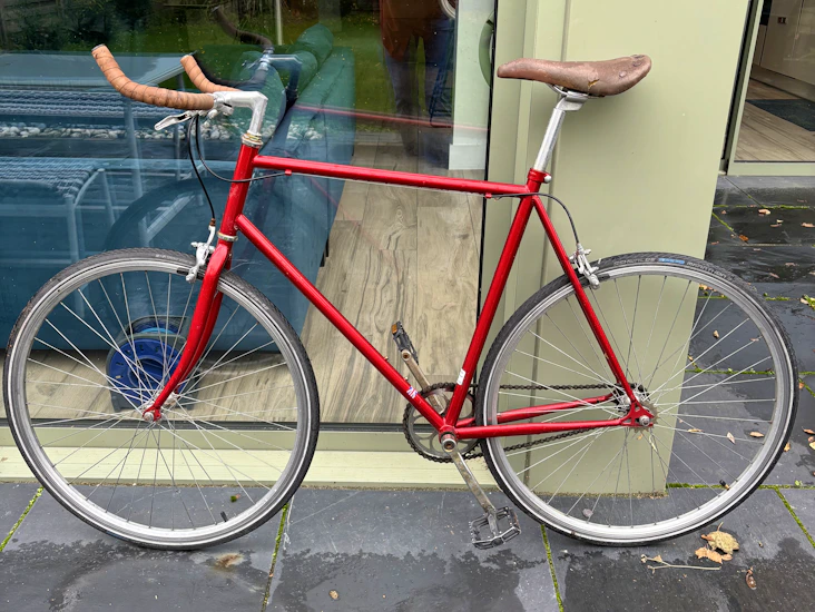 Red single speed commuter