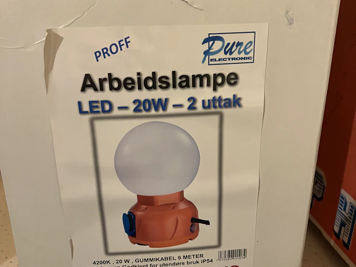 Rund arbeidslampe til maling