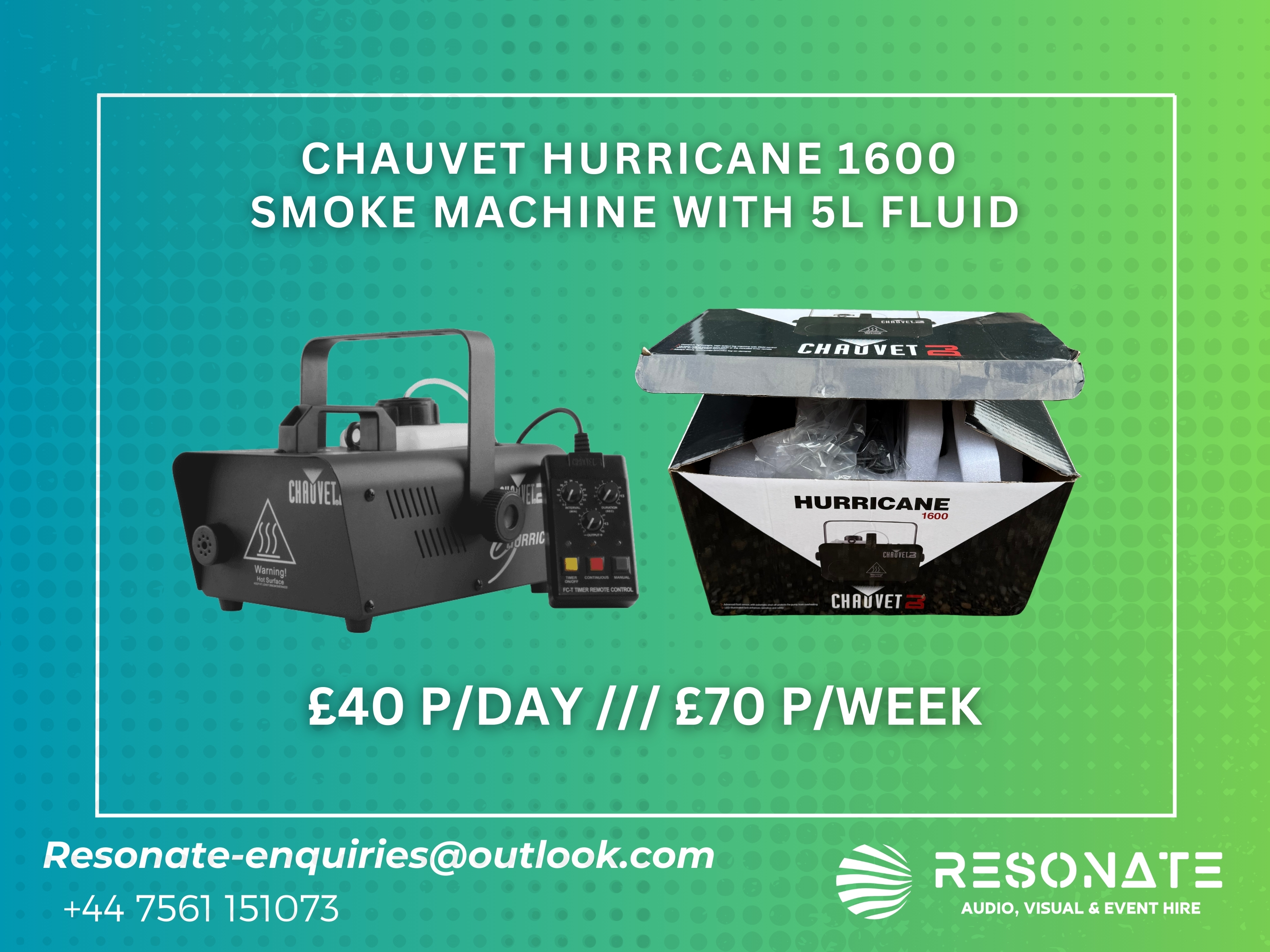 Chauvet hurricane 1600  smoke machine with 5l fluid