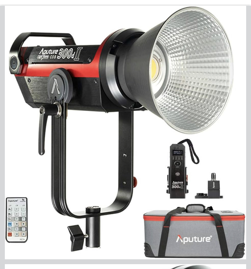 Aputure 300d lighting kit + c-stand + 120cm parabolic softbox