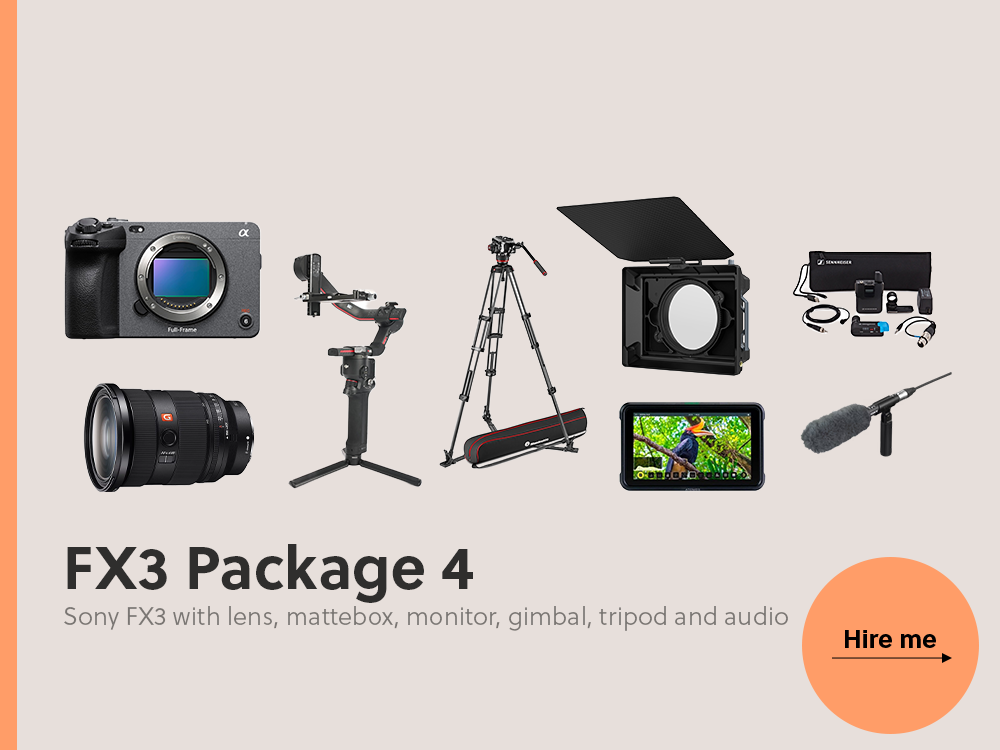 Sony fx3 package 4 (fx3 + 24–70mm + mattebox + monitor + gimbal + tripod +
