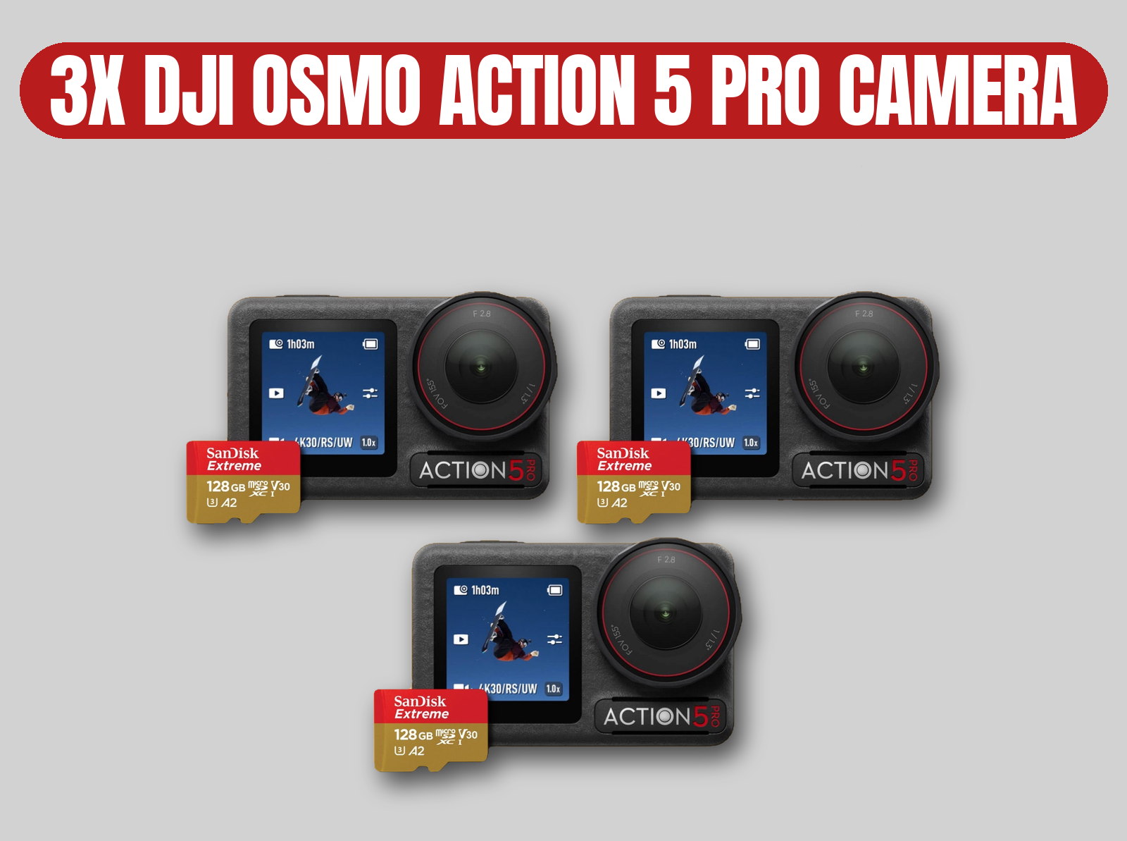 Dji osmo action 5 pro camera (3x) | 4k 120fps / wide angle / 128gb sd card / gopro hero 13 alternative