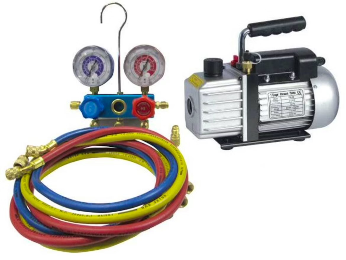 Vacpump.& mano.ställ & flänsv.för kylaggregat & värmepumpar 