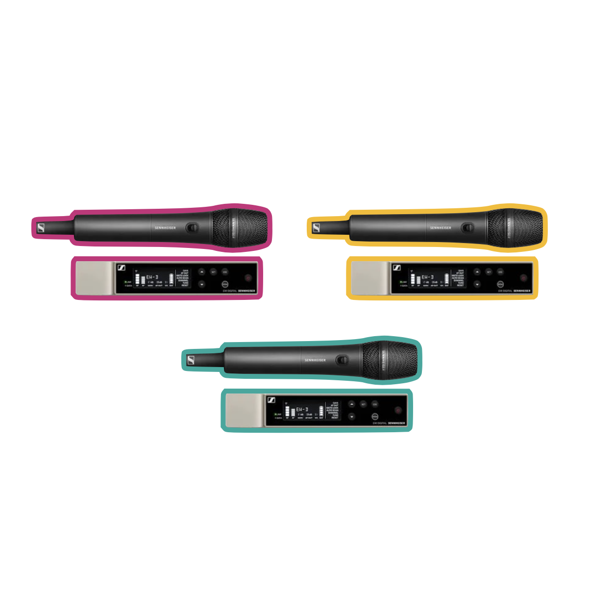 3x sennheiser ew d 835  wireless microphone handheld with receiver system