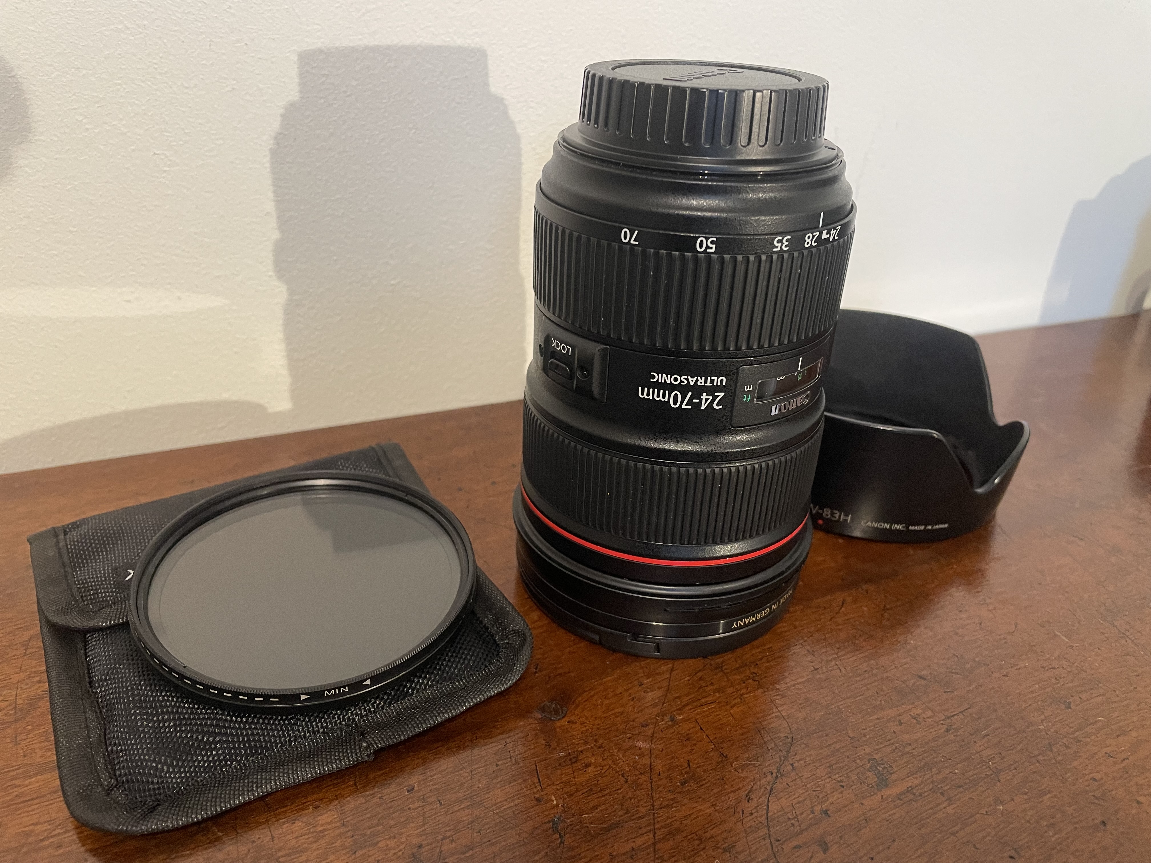  24-70 ef mark ii f2.8 l lens and variable nd filter